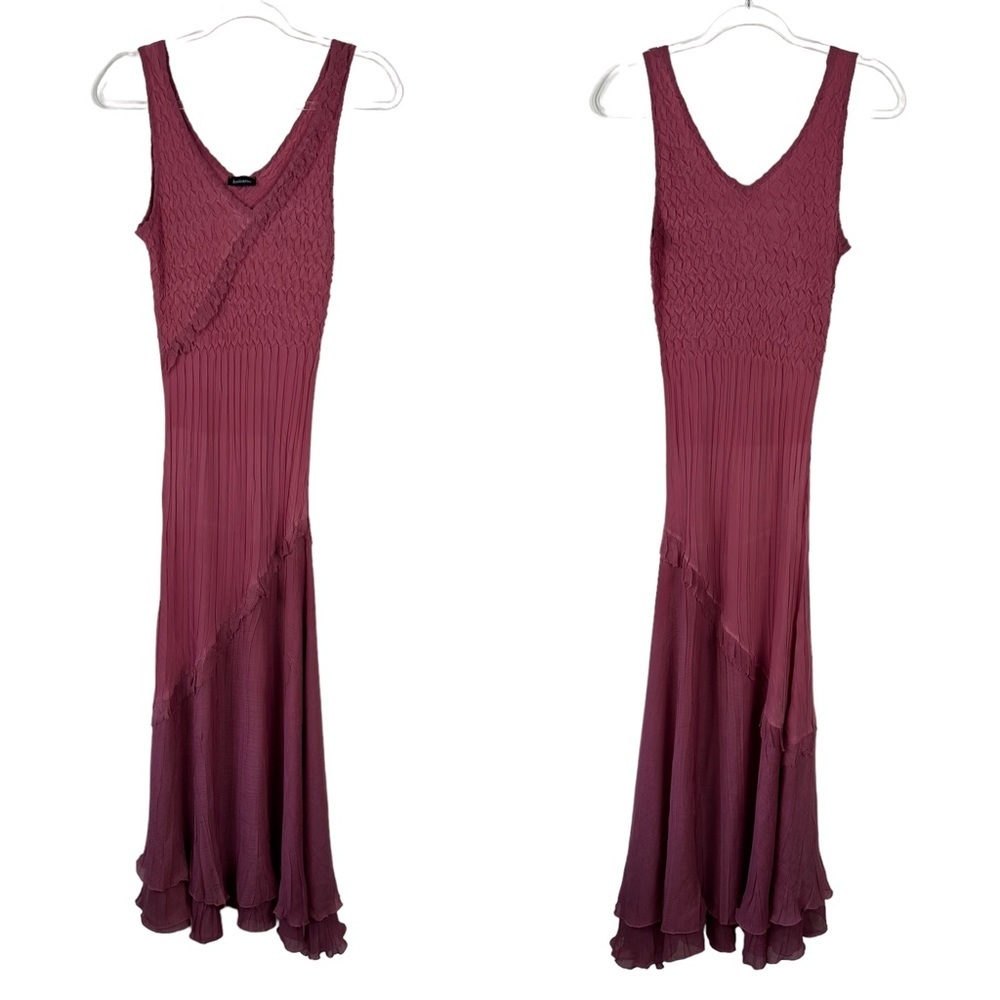 Komarov Sz XS/S Women's Mauve Pink Vneck Pleated‎ Skirt Sleeveless Maxi Dress